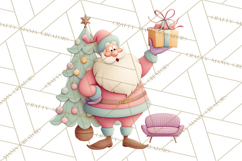 Retro Pastel Santa Claus and Friends Christmas Clipart PNG Product Image 5