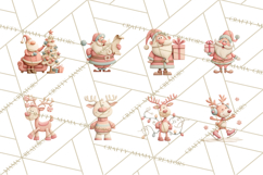 Retro Pastel Santa Claus and Friends Christmas Clipart PNG Product Image 8
