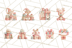Retro Pastel Santa Claus and Friends Christmas Clipart PNG Product Image 4