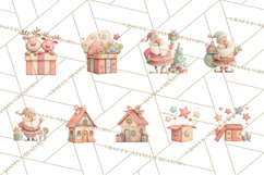 Retro Pastel Santa Claus and Friends Christmas Clipart PNG Product Image 3