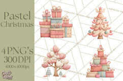Retro Pastel Santa Claus and Friends Christmas Clipart PNG Product Image 1