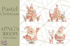 Retro Pastel Santa Claus and Friends Christmas Clipart PNG Product Image 1