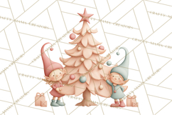 Retro Pastel Santa Claus and Friends Christmas Clipart PNG Product Image 4