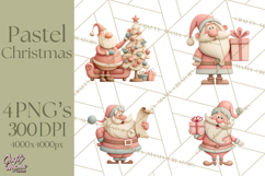 Retro Pastel Santa Claus and Friends Christmas Clipart PNG Product Image 1