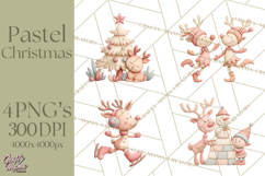 Retro Pastel Santa Claus and Friends Christmas Clipart PNG Product Image 1