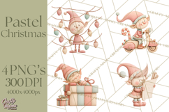 Retro Pastel Santa Claus and Friends Christmas Clipart PNG Product Image 1