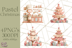 Retro Pastel Santa Claus and Friends Christmas Clipart PNG Product Image 1