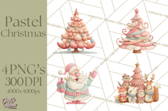 Retro Pastel Santa Claus and Friends Christmas Clipart PNG Product Image 1