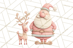 Retro Pastel Santa Claus and Friends Christmas Clipart PNG Product Image 5