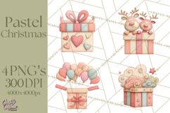 Retro Pastel Santa Claus and Friends Christmas Clipart PNG Product Image 1