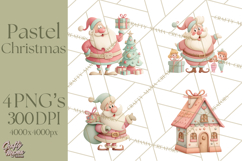 Retro Pastel Santa Claus and Friends Christmas Clipart PNG Product Image 1