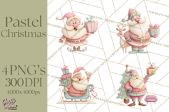 Retro Pastel Santa Claus and Friends Christmas Clipart PNG Product Image 1