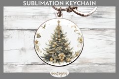 Pastel Christmas Tree v6 Round Keychain Sublimation Product Image 1