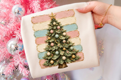 Pastel Christmas Tree Png, Retro Holiday Ornament Design Product Image 3