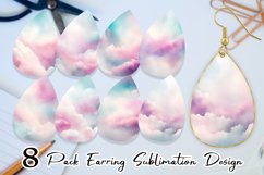 Watercolor Texture Pastel Clouds Earring teardrop sublimatio Product Image 1
