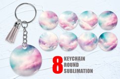 Watercolor Texture Pastel Clouds Keychain | Keyring Product Image 1