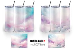 Watercolor Texture Pastel Clouds Tumbler Sublimation Wrap Product Image 4