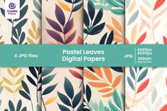 colorful leaves patterns, leaves digital papers, tropical, natural, pastel colors, tumbler, wraps,