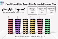 Pastel Colors Glitter Zigzag Skinny Tumbler Sublimation Wrap Product Image 1