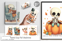 Digital Paper Pastel Fall Skeletons Product Image 1