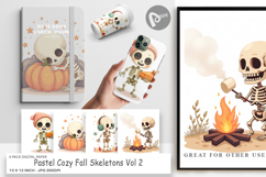 Digital Paper Pastel Fall Skeletons Product Image 1