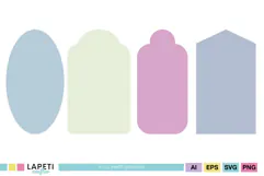 Soft pastel blank labels and tag shapes suitable for adding names, text or illustrations.