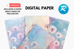 Pastel Dandelion Digital Paper, Pastel Dandelion Background Product Image 1