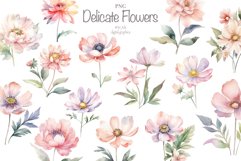 Delicate pastel flowers watercolour Product Image 1