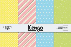Pastel digital paper collection with four colorful coordinated patterns