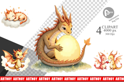 Pastel Dreamy Dragons Clipart Product Image 1