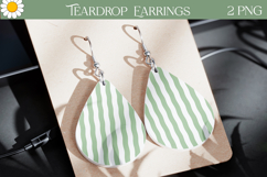Green Stripe Earrings PNG | Teardrop Jewelry Art Product Image 1