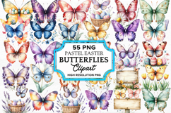 Pastel Easter Butterflies Clipart Bundle PNG Product Image 1