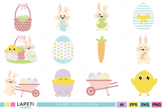 kawaii pastel easter illustrations for scrapbooking and planners