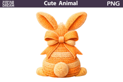 Orange Easter Bunny Clipart | Cute Spring Sublimation Product Image 1