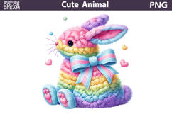 Rainbow Easter Bunny Clipart | Pastel Heart Sublimation Product Image 1