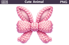 Pink Easter Bunny Bow Clipart | Pastel Ribbon Sublimation Product Image 1