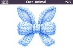 Blue Easter Bunny Bow Clipart | Pastel Ribbon Sublimation Product Image 1
