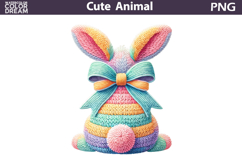 Rainbow Easter Bunny Clipart | Pastel Heart Sublimation Product Image 1