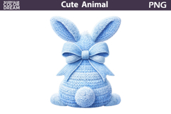 Blue Easter Bunny Clipart | Cute Spring Sublimation Product Image 1