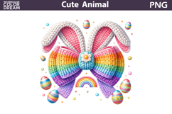 Rainbow Easter Bow Clipart | Bunny Ears Sublimation Product Image 1