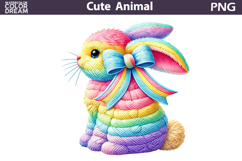 Rainbow Easter Bunny Clipart | Colorful Spring Sublimation Product Image 1