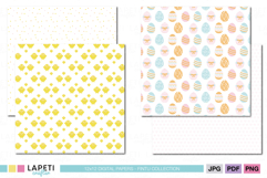 Soft pastel Easter egg and chick patterns for scrapbooking and printable crafts.