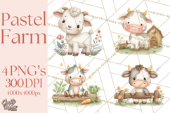 Farm Clipart, Woodland Farm Animals, Cows Pigs Chickens Png Product Image 1