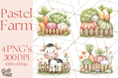 Farm Clipart, Woodland Farm Animals, Cows Pigs Chickens Png Product Image 1