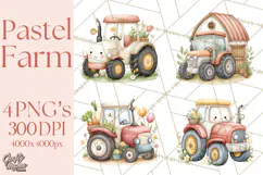 Farm Clipart, Woodland Farm Animals, Cows Pigs Chickens Png Product Image 1
