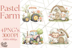Farm Clipart, Woodland Farm Animals, Cows Pigs Chickens Png Product Image 1