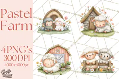 Farm Clipart, Woodland Farm Animals, Cows Pigs Chickens Png Product Image 1