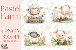 Farm Clipart, Woodland Farm Animals, Cows Pigs Chickens Png Product Image 1