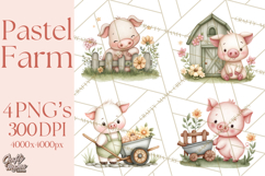 Farm Clipart, Woodland Farm Animals, Cows Pigs Chickens Png Product Image 1