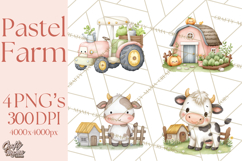 Farm Clipart, Woodland Farm Animals, Cows Pigs Chickens Png Product Image 1